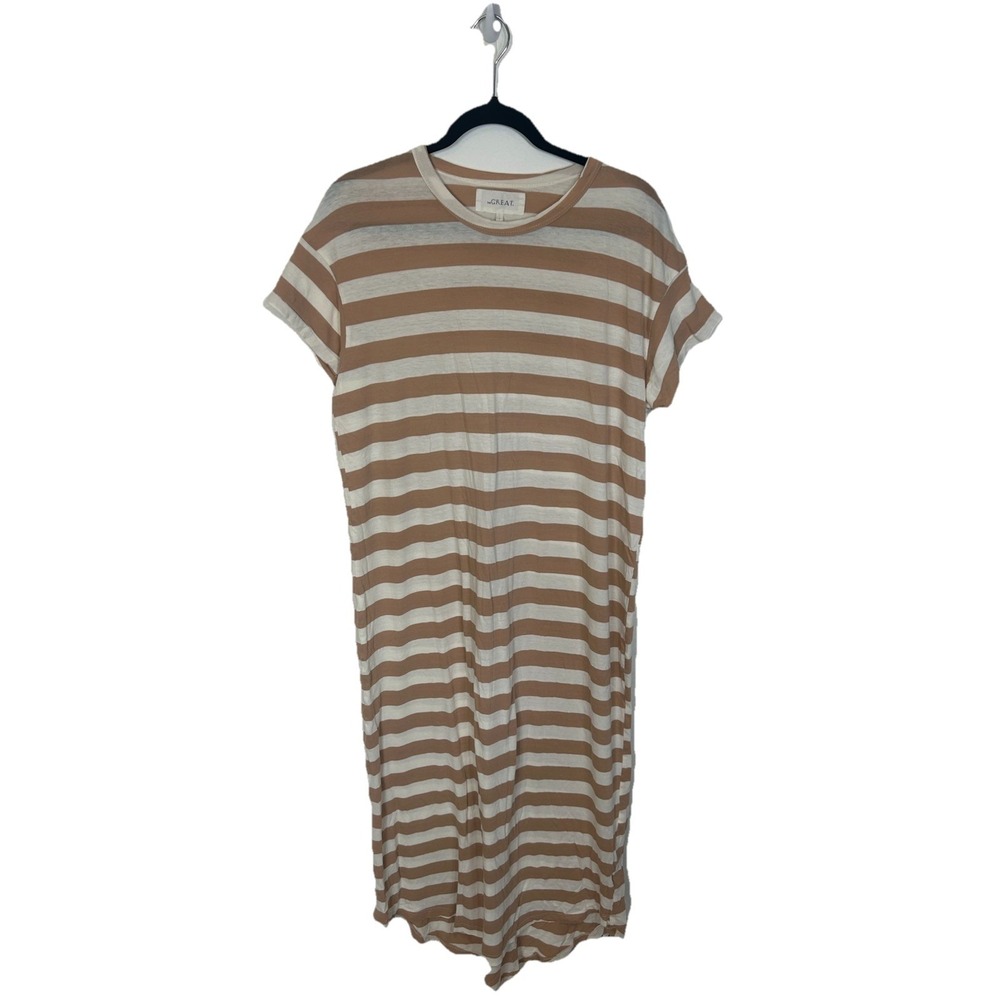 The Great 100% Cotton Brown Rugby Midi Length Stripped Dress Women's 1 (US S)